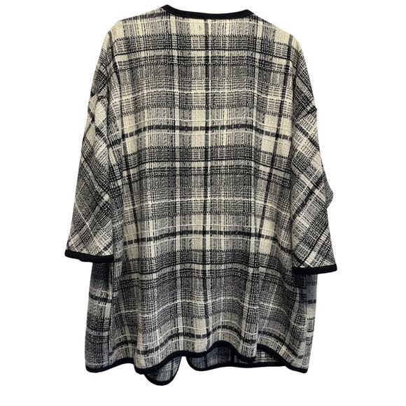 Cynthia Rowley Women Black White Plaid Cardigan Coat Wool Blend 3X Old Money - Picture 7 of 9